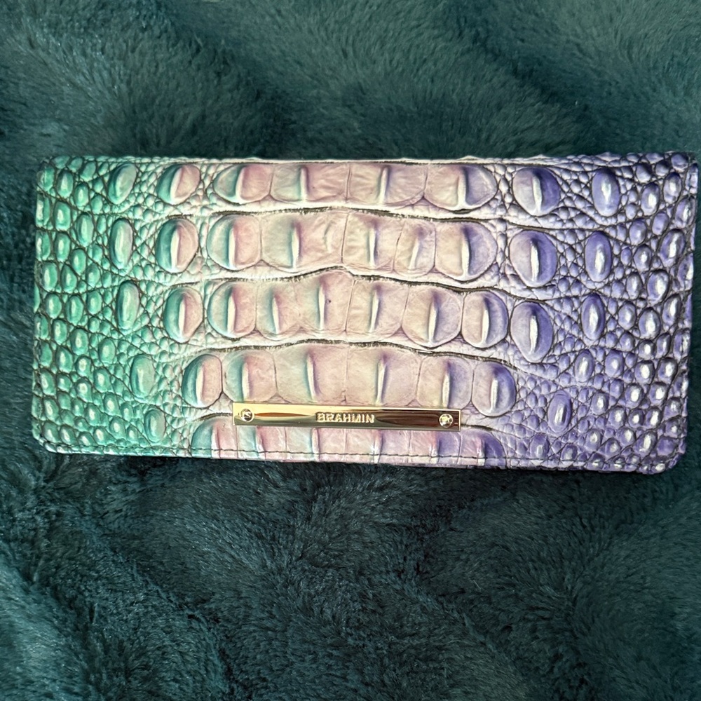 Brahmin Purple and Green Crocodile Embossed Shoulder Bag NWOT - Picture 5 of 7